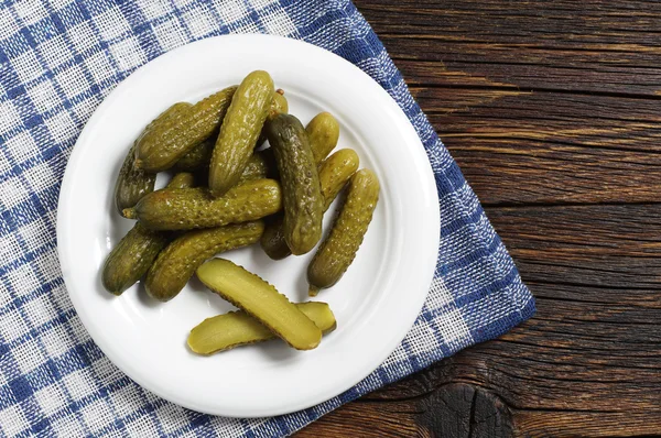 Pickled cucumbers in plate — Stock Photo, Image