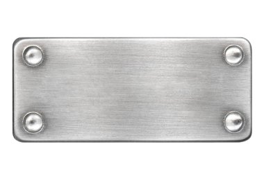 Dokulu gümüş metal plaka çivilenmiş