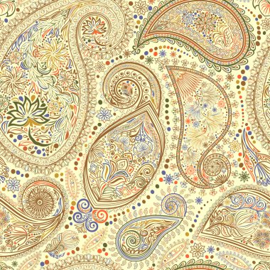 Paisley vintage çiçek motifi etnik sorunsuz arka plan. 