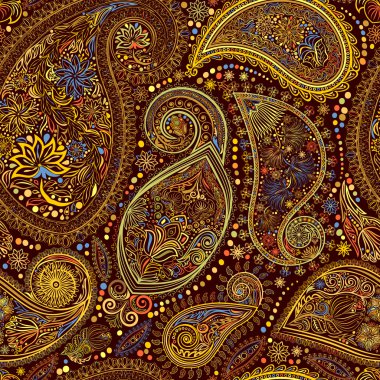 Paisley vintage çiçek motifi etnik sorunsuz arka plan. 