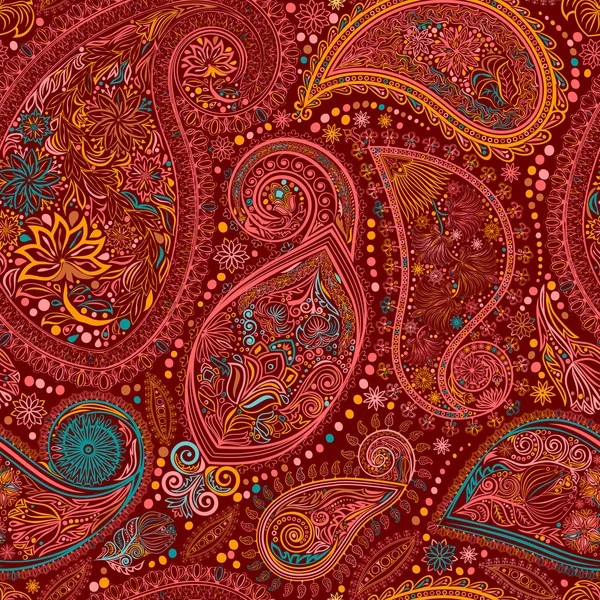 Paisley vintage květinový motiv etnické bezešvé pozadí. — Stockový vektor