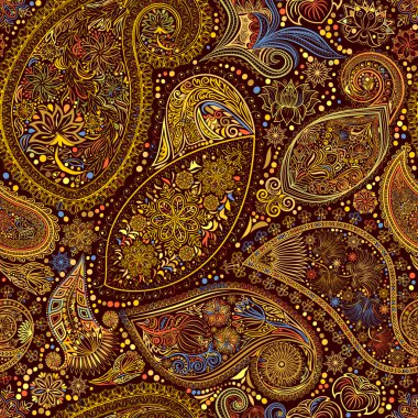 Paisley vintage çiçek motifi etnik sorunsuz arka plan. 