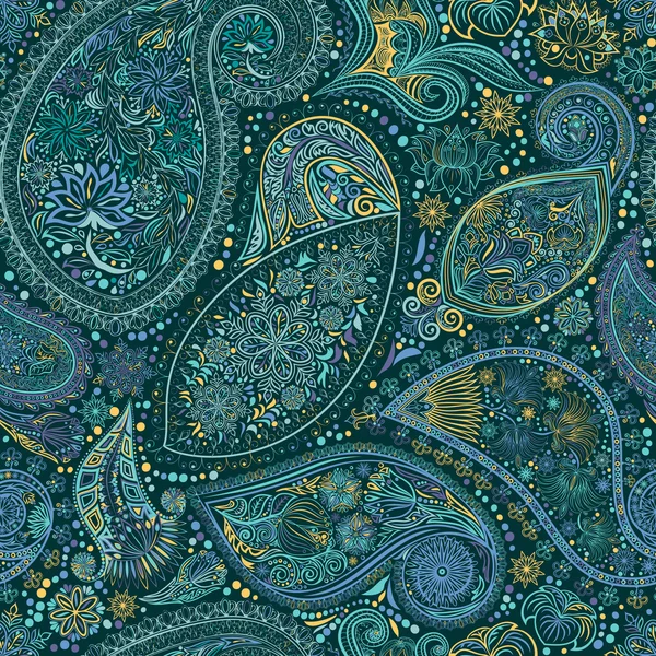 Paisley vintage blomstermotiv etnisk sömlös bakgrund. — Stock vektor