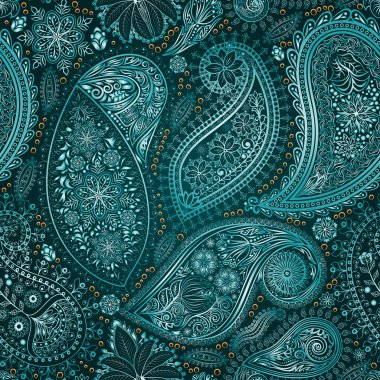 Paisley vintage çiçek motifi etnik sorunsuz arka plan. 