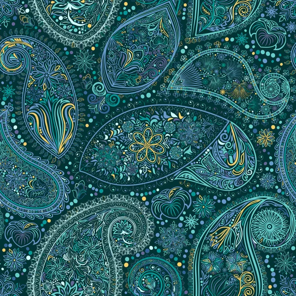 Paisley vintage blomstermotiv etnisk sömlös bakgrund. — Stock vektor