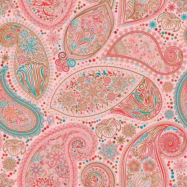 Paisley vintage bloemen motief etnische naadloze achtergrond. — Stockvector