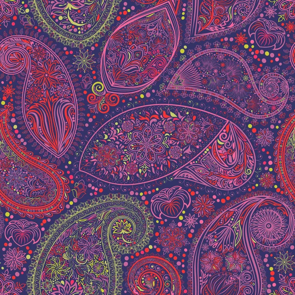 Paisley vintage motivo floral étnico sin costuras fondo . — Archivo Imágenes Vectoriales