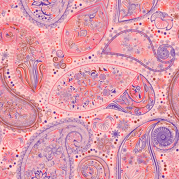 Paisley vintage květinový motiv etnické bezešvé pozadí. — Stockový vektor