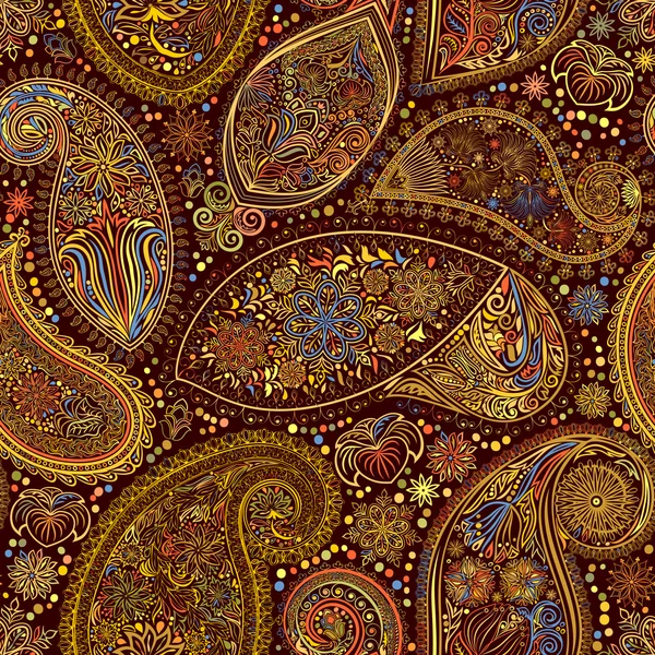 Paisley vintage virág motívum etnikai varratmentes háttérben. Jogdíjmentes Stock Illusztrációk