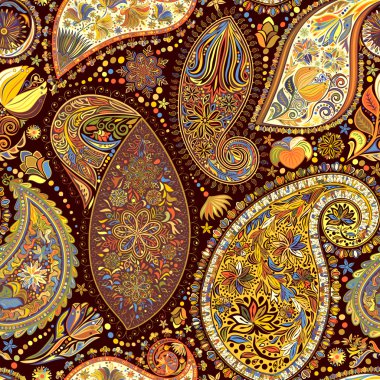 Paisley vintage çiçek motifi etnik sorunsuz arka plan. 