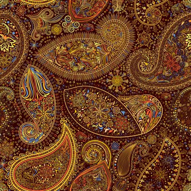 Paisley vintage çiçek motifi etnik sorunsuz arka plan. 