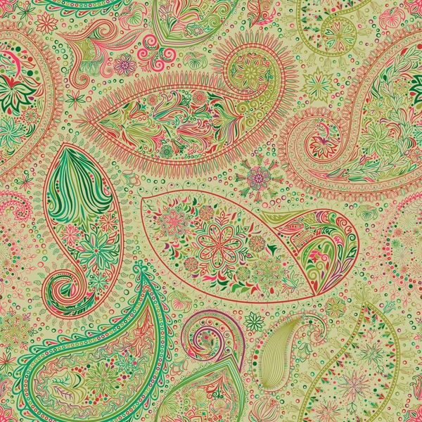 Paisley vintage motif bunga latar belakang etnis mulus . - Stok Vektor