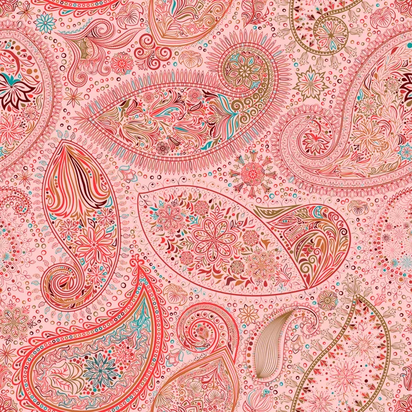 Paisley vintage blomstermotiv etnisk sömlös bakgrund. — Stock vektor