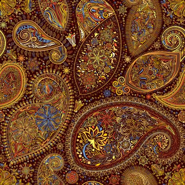 Paisley vintage çiçek motifi etnik sorunsuz arka plan. 