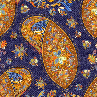 Paisley vintage çiçek motifi etnik sorunsuz arka plan.