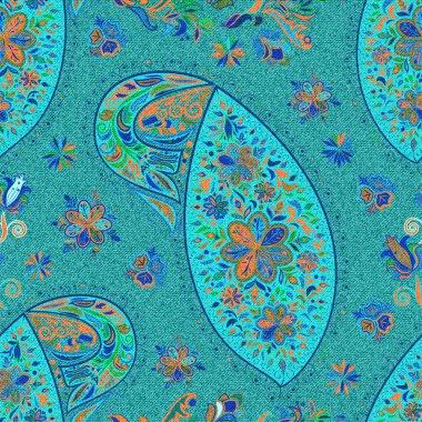 Paisley vintage çiçek motifi etnik sorunsuz arka plan.