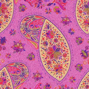 Paisley vintage çiçek motifi etnik sorunsuz arka plan.