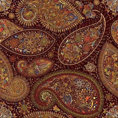 Paisley vintage çiçek motifi etnik sorunsuz arka plan. 