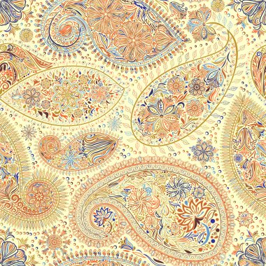 Paisley vintage çiçek motifi etnik sorunsuz arka plan. 