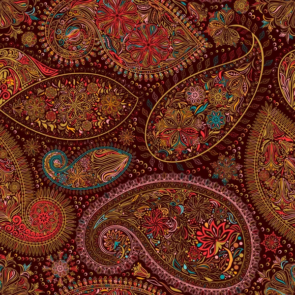 Paisley vintage motif floral ethnique fond sans couture . — Image vectorielle