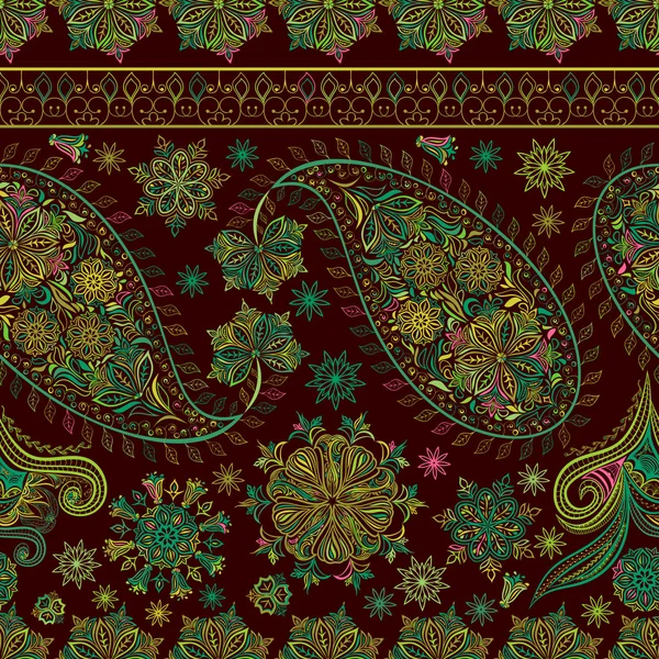 Paisley vintage çiçek motifi etnik sorunsuz arka plan. — Stok Vektör