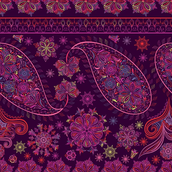 Paisley vintage floral motivo étnico sem costura fundo . — Vetor de Stock