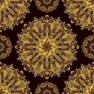 Mandala sorunsuz arka plan altın damask deseni.