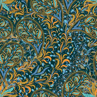 Paisley vintage çiçek motifi etnik sorunsuz arka plan. 