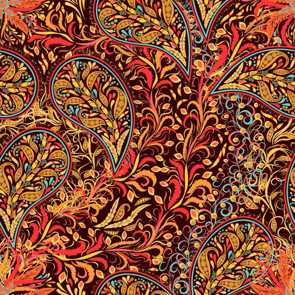 Paisley vintage blomstermotiv etnisk sömlös bakgrund. — Stock vektor
