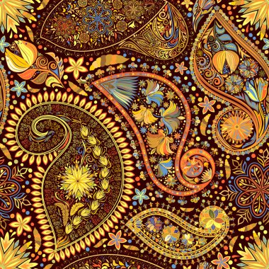 Paisley vintage çiçek motifi etnik sorunsuz arka plan. 