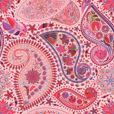Paisley vintage çiçek motifi etnik sorunsuz arka plan. 