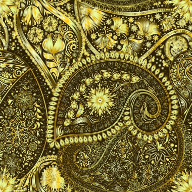 Paisley vintage çiçek motifi etnik sorunsuz arka plan. 