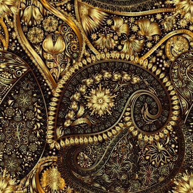 Paisley vintage çiçek motifi etnik sorunsuz arka plan. 