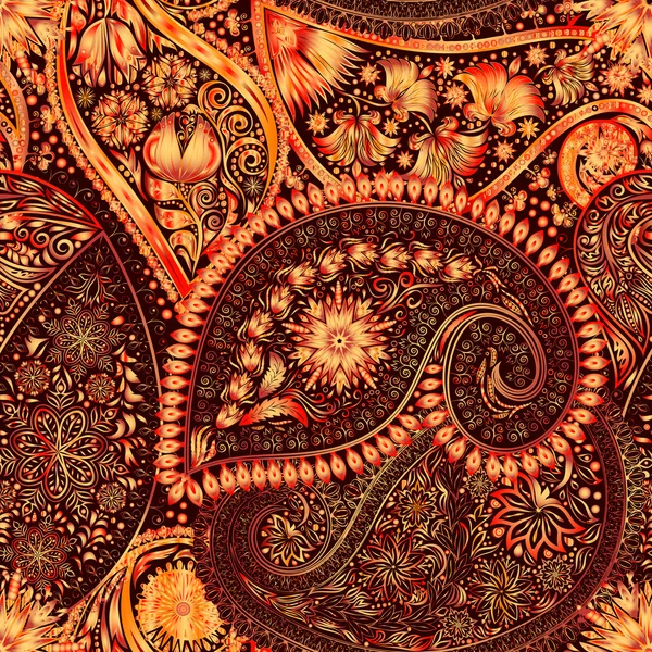 Paisley vintage bloemen motief etnische naadloze achtergrond. — Stockvector