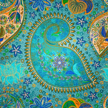 Paisley vintage çiçek motifi etnik sorunsuz arka plan. 