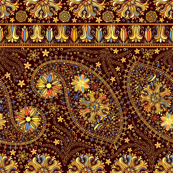 Paisley vintage motivo floreale etnico sfondo senza cuciture . — Vettoriale Stock