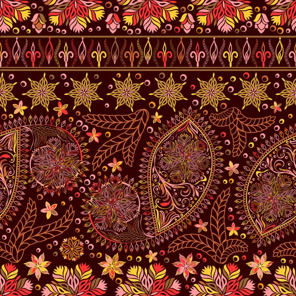 Paisley vintage çiçek motifi etnik sorunsuz arka plan. — Stok Vektör