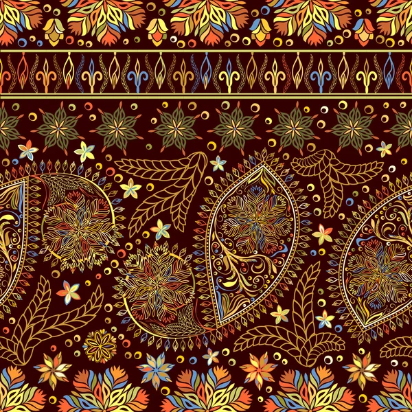 Paisley vintage motivo floreale etnico sfondo senza cuciture . Grafiche Vettoriali