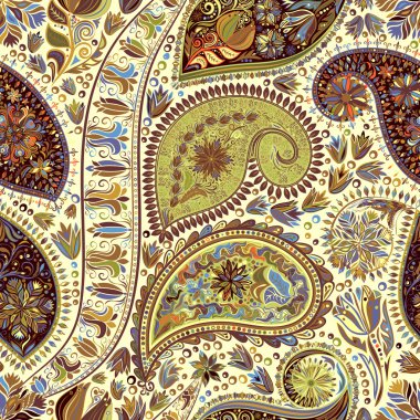 Paisley vintage çiçek motifi etnik sorunsuz arka plan. 