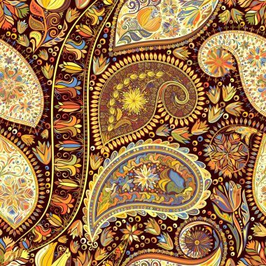 Paisley vintage çiçek motifi etnik sorunsuz arka plan. 