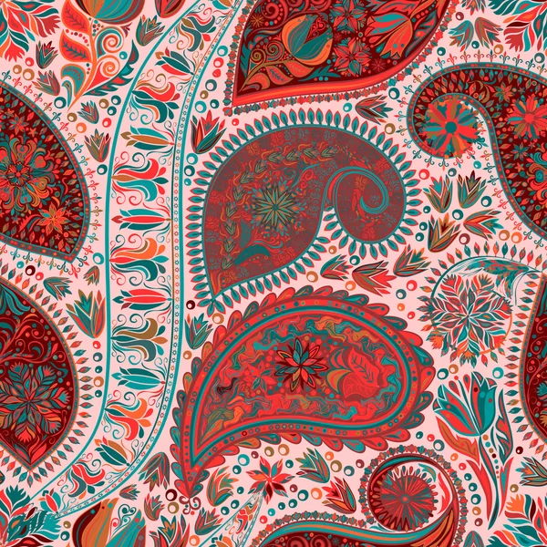 Paisley vintage motivo floreale etnico sfondo senza cuciture . — Vettoriale Stock