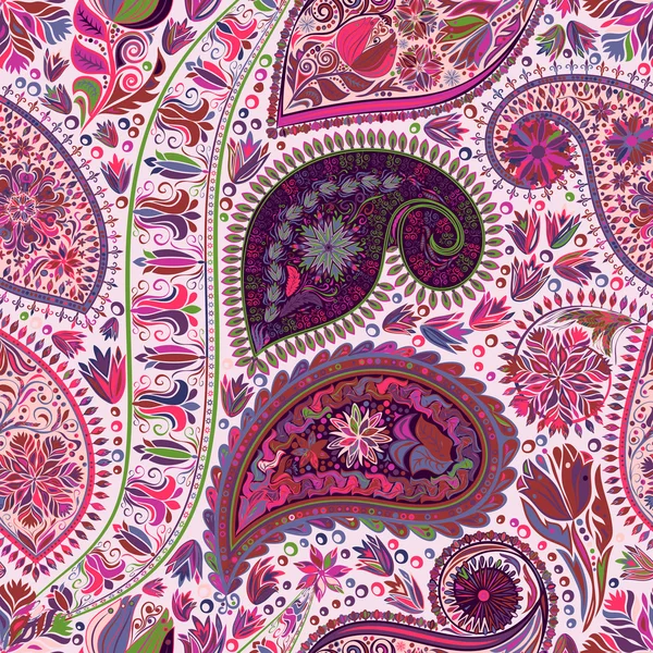 Paisley vintage çiçek motifi etnik sorunsuz arka plan. — Stok Vektör