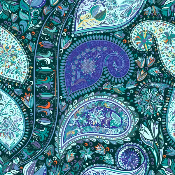 Paisley vintage blomstermotiv etnisk sömlös bakgrund. — Stock vektor