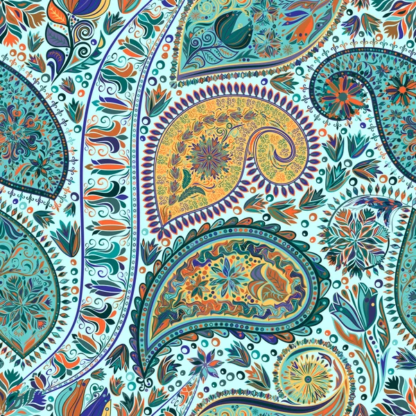 Paisley vintage bloemen motief etnische naadloze achtergrond. — Stockvector