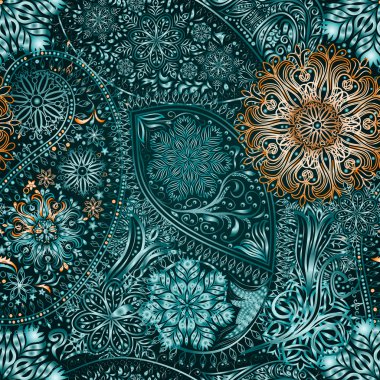 Paisley vintage çiçek motifi etnik sorunsuz arka plan. 