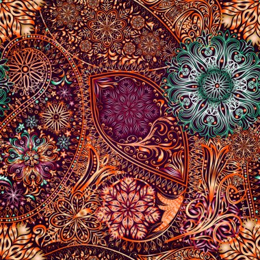 Paisley vintage çiçek motifi etnik sorunsuz arka plan. 