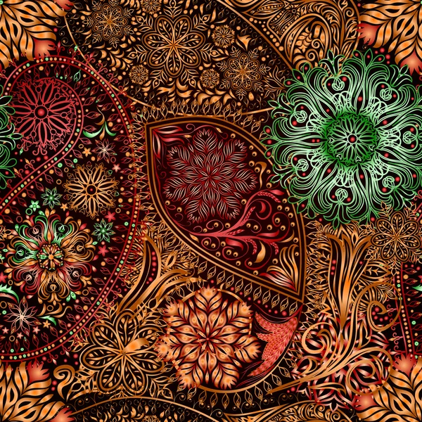 Paisley vintage motif floral ethnique fond sans couture . — Image vectorielle