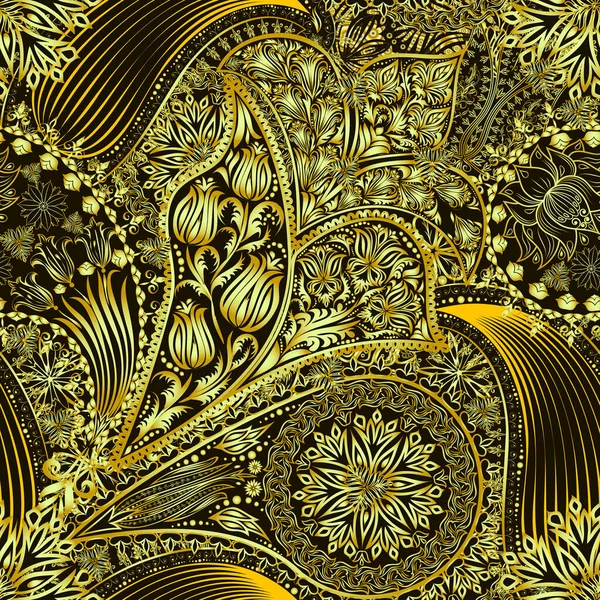 Vintage Floral Motivo Étnico Sem Costura Fundo Padrão Abstrato Renda Vetores De Stock Royalty-Free