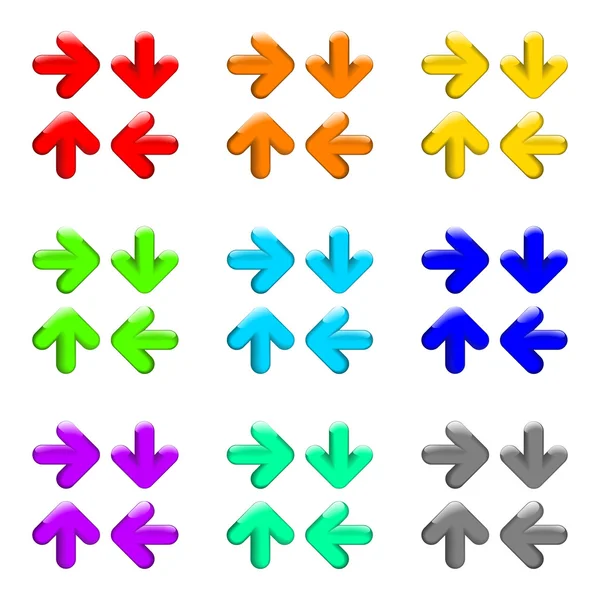 Un set di tasti freccia colorati per il web . — Vettoriale Stock