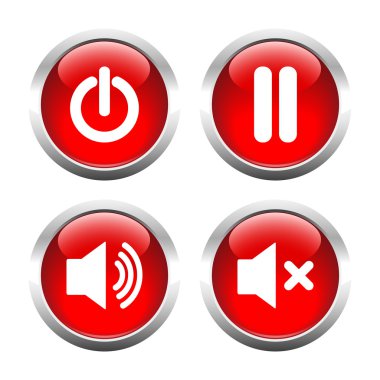 Web, ses, güç, duraklama için düğme kümesi.